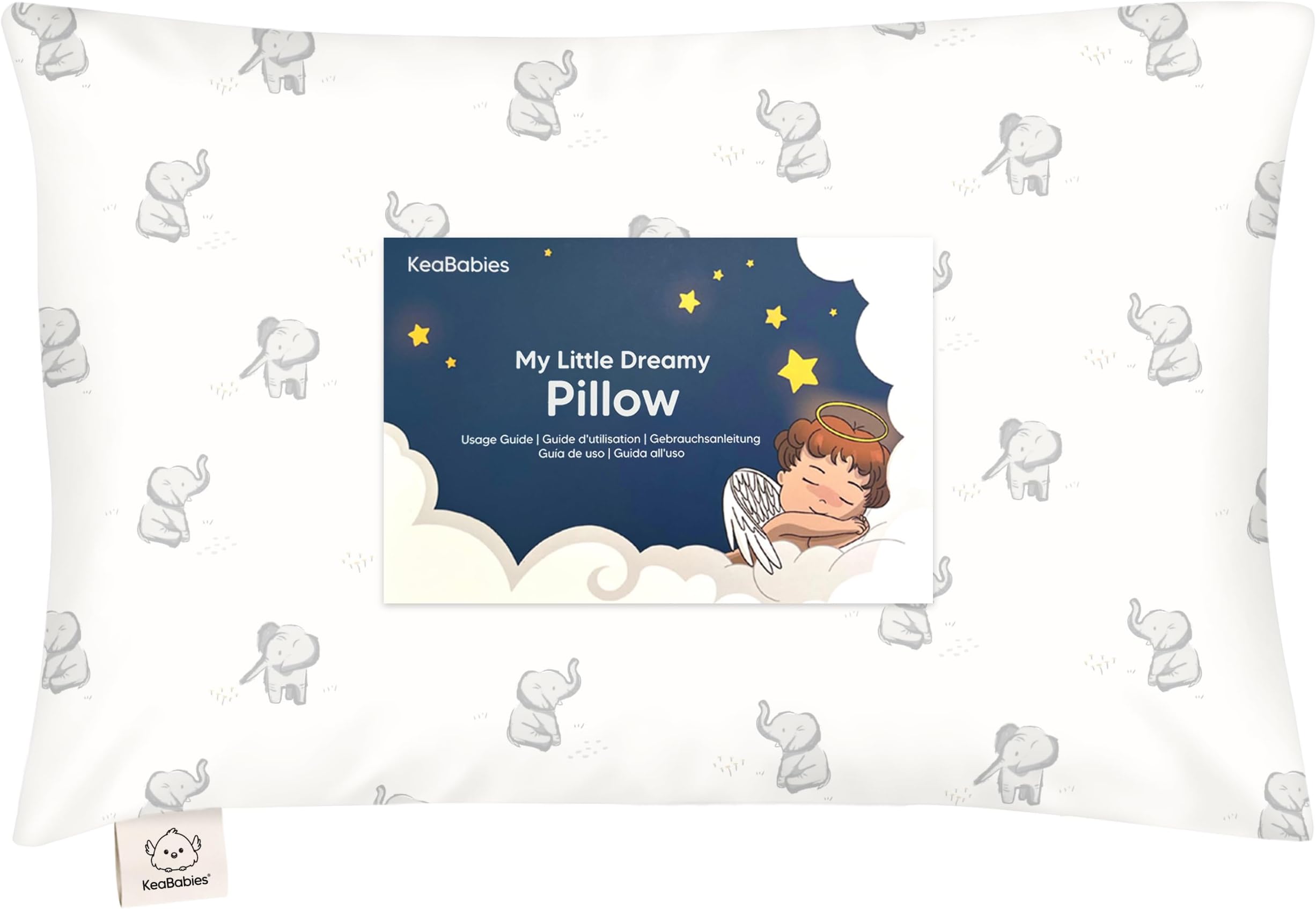 Toddler Pillow with Pillowcase - 13x18 My Little Dreamy Pillow, Organic Cotton Toddler Pillows for Sleeping, Kids Pillow, Travel Pillows, Mini Pillow, Nursery Pillow, Toddler Bed Pillow (Elly)