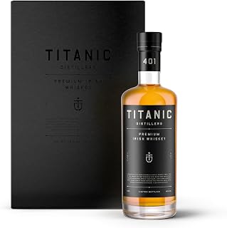 Titanic Distillers Collectors Edition Premium Irish Whiskey With Branded Glencairn Tasting Glass Set of Granite Whiskey Stones 5 Part Blend With Peat Smoke Finish Great Gift 40 ABV 700ml