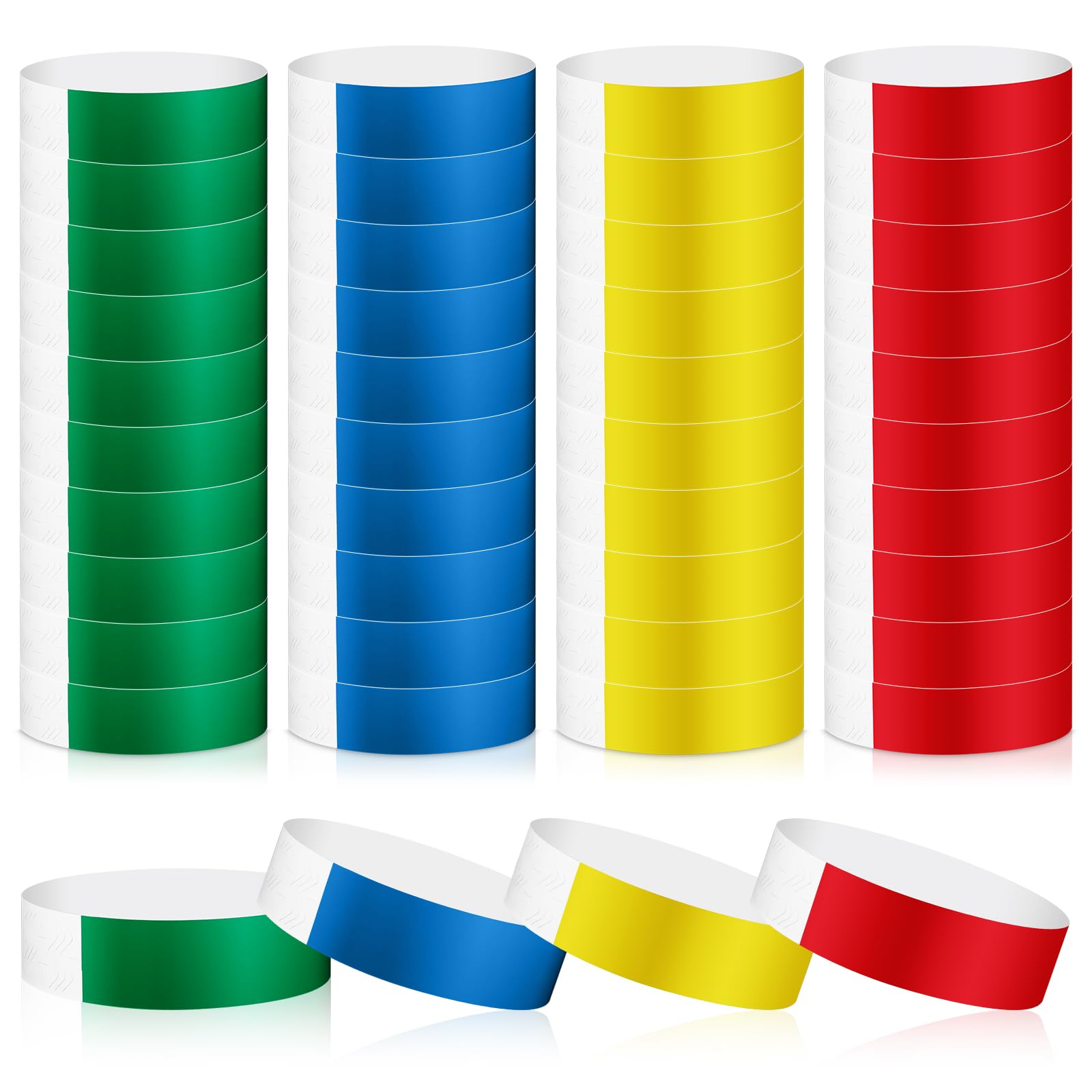 200 pulseras de entrada para eventos, resistentes al agua, con cierre adhesivo, 4 colores, para eventos de neón, para festivales (verde, rojo, amarillo, azul)