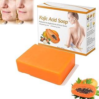 Papaya Kojic Acid Soap, Papaya Soap,Papaya Kojic Soap,Kojic Acid Soap,Skin Brightening Soap with Papaya Extract,Dark Spots Remover Soap,Moisturizing for Body & Face,Improve Uneven Skin Tone (1Pcs)