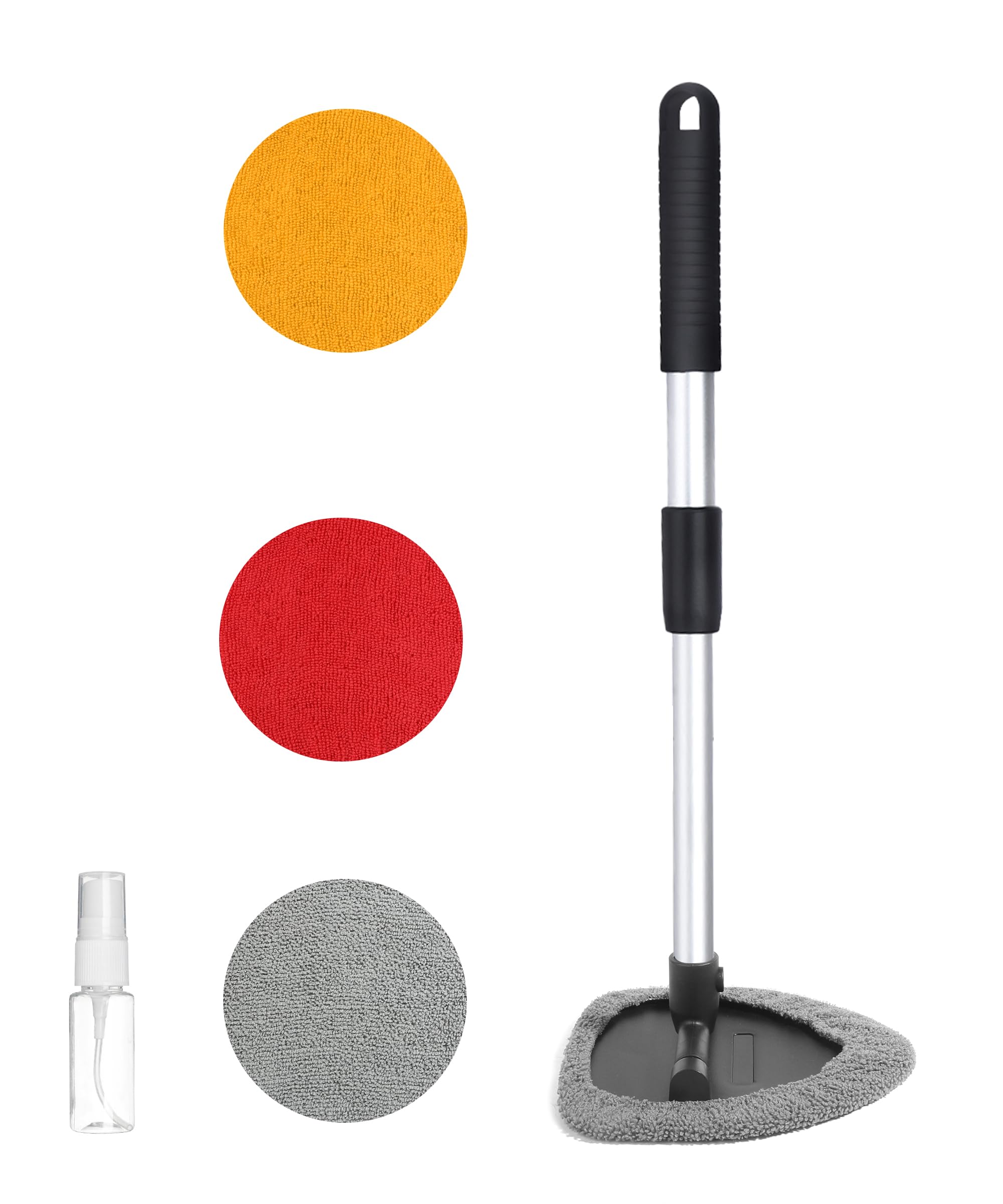 Windshield Cleaner Inside,Car Window Cleaner,Car Cleanser Brush,Car Accessories Car Cleaning Supplies Tools,Car Cleaning Kit with Extendable Handle,Microfiber Cloth,Spray Bottle,Fits All Cars