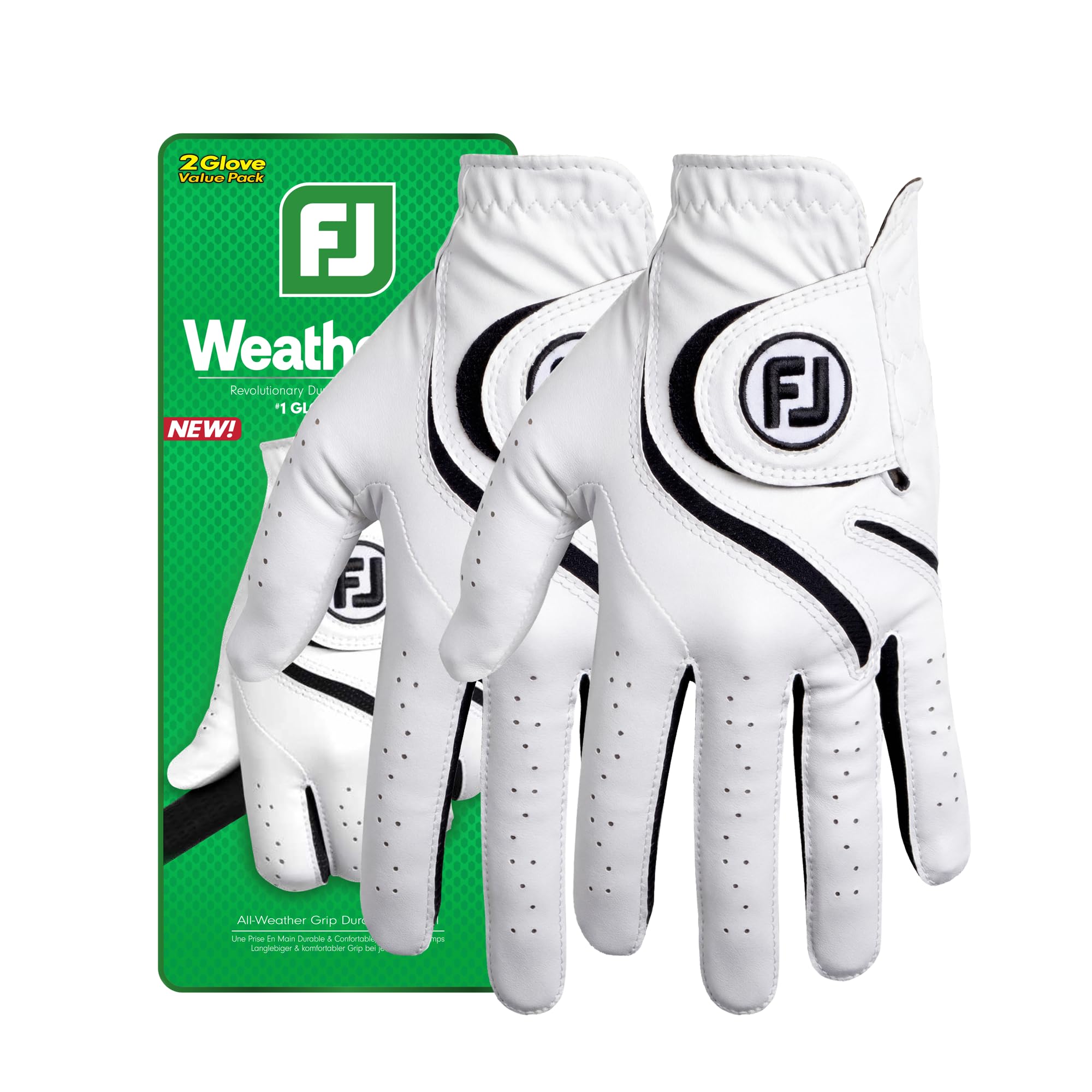 FootJoy Women's WeatherSof Pairs Golf Glove, White, Large, Worn on Both Hands