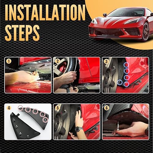 Miniatura 2 de 4 aletas de barro delanteras y traseras, patrón de fibra de carbono, protectores contra salpicaduras, guardabarros de roca para Corvette C8 Stingary