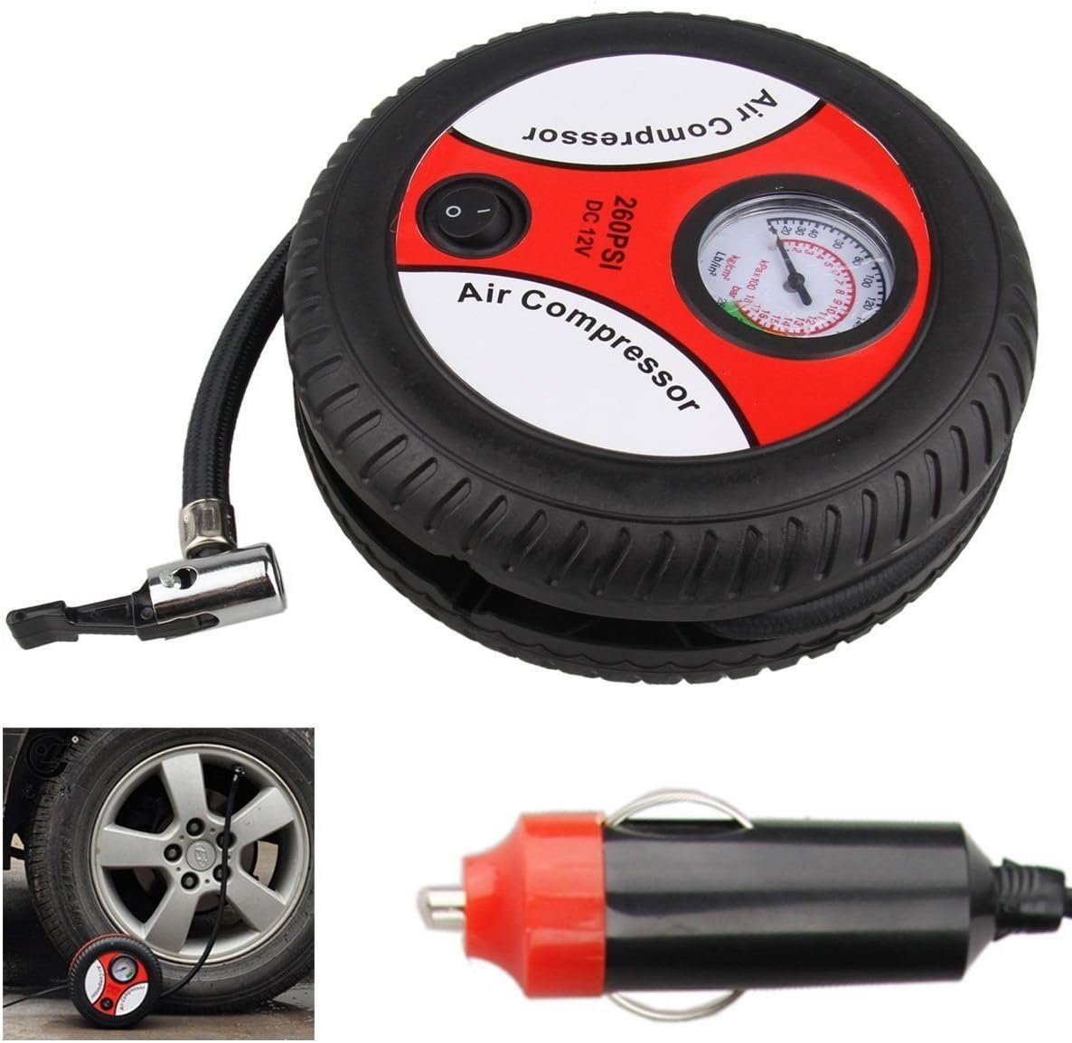 NPLE--Mini Portable Electric Air Compressor Pump Car Tire Inflator 12V 260PSI MAUS