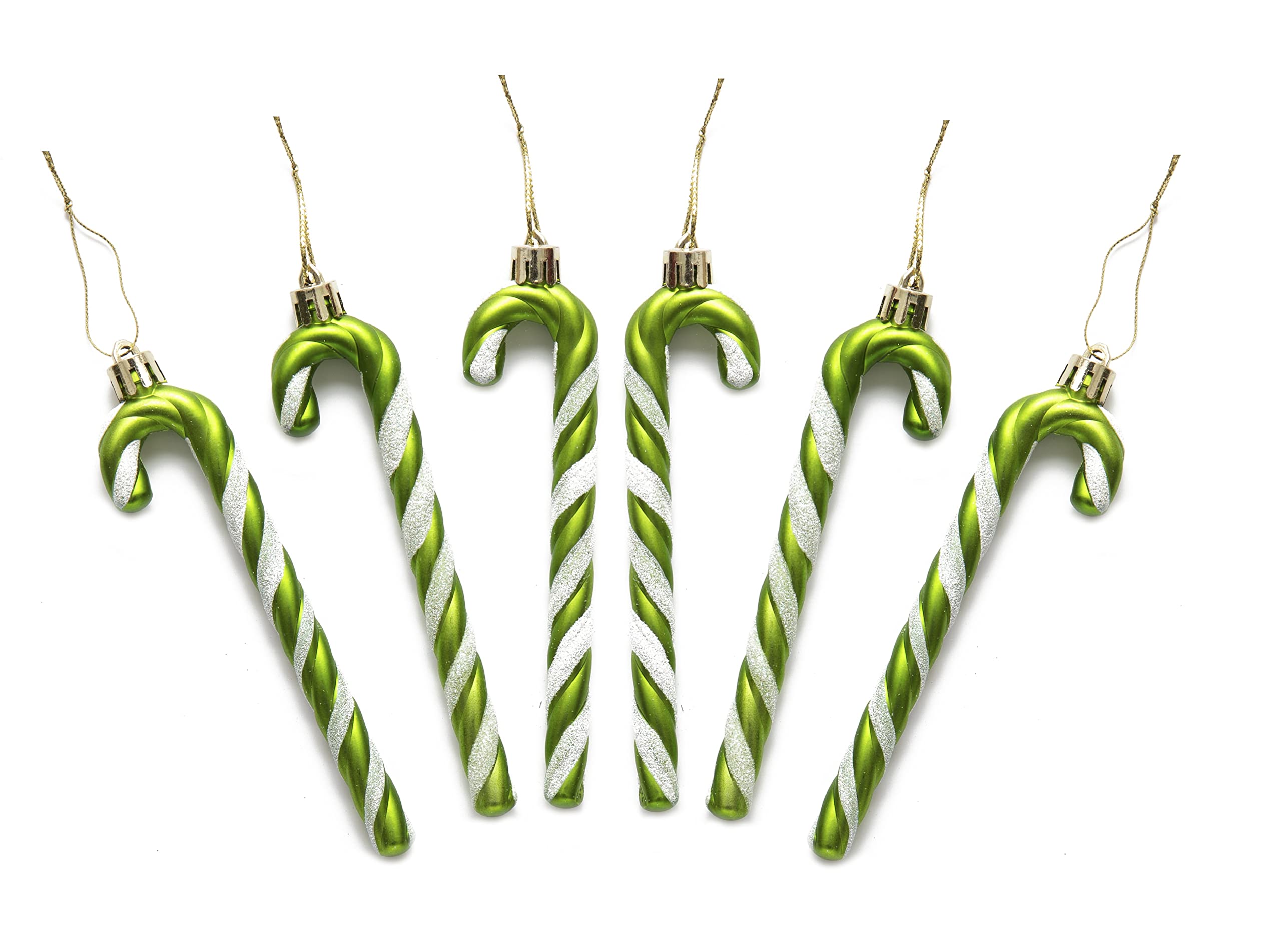 Simply Products Lime Pack Of 6-13Cm Glitter Candy Cane –Christmas Tree Hanging Decoration Bauble Xmas Ornament (Lime)