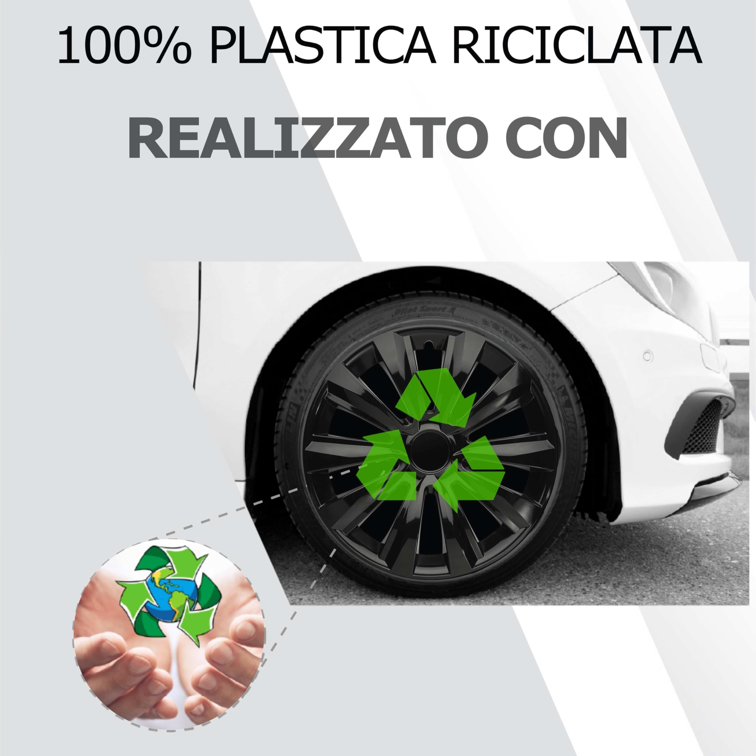 Copricerchi 15 Pollici Neri Set da 4 Deltanos per Cerchi in Acciaio