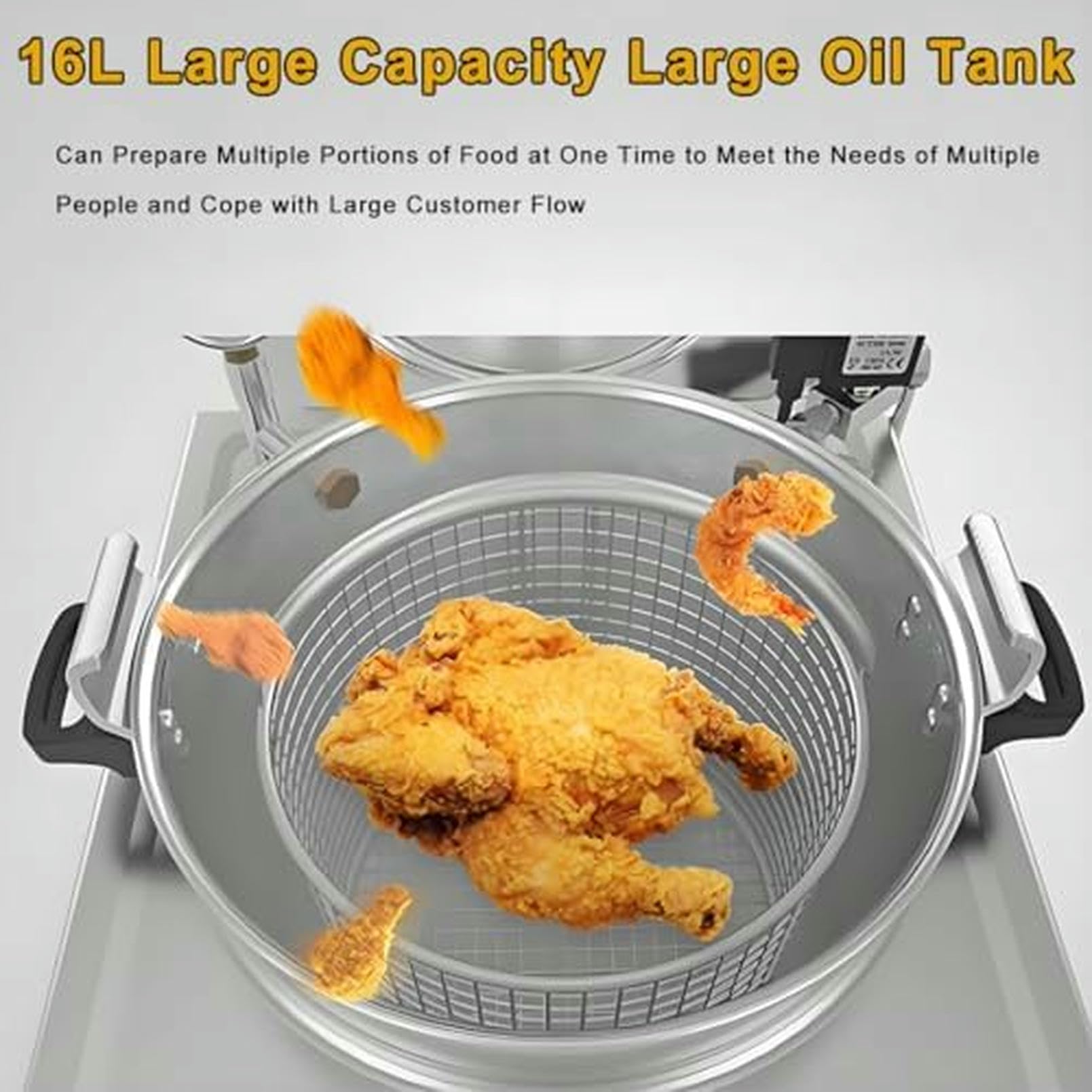 Freidora Eléctrica De Alta Presión, Freidora Comercial De 3000W Y 16L para Pollo Frito, Ideal para Cocinar En La Cocina del Restaurante