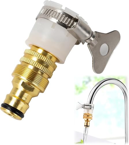 Universal Faucet Tap Connector Adapter, 3-in-1, Brass | Fits Most Tap Types, Stainless Steel Clamp, Quick Connect Hose, Indoor & Outdoor Use, Leak-Proof Seal