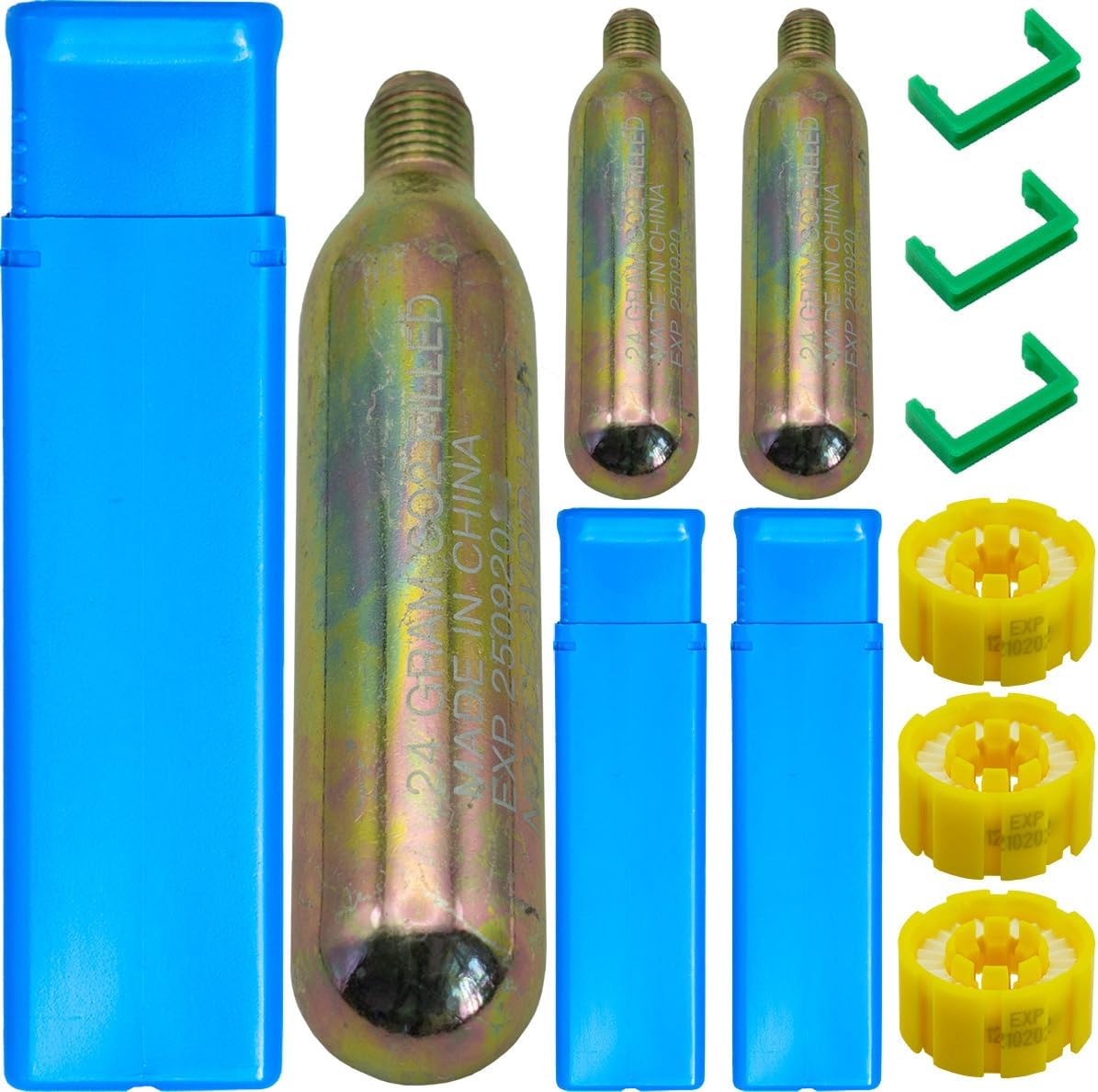 3-Pack 24/33 Grams 1/2 Thread CO₂ Inflator Cartridges Emergency Auto-Inflate for Life Jackets, PFDs & Safety Devices | Water Sports, Boating, Fishing & Kayaking Essential