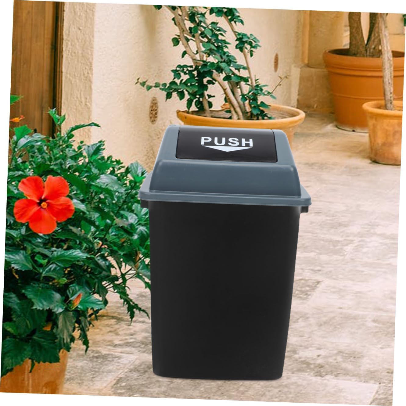 Cabilock Grey Polypropylene Trash Can Lid Replacement Waste Bin Cover