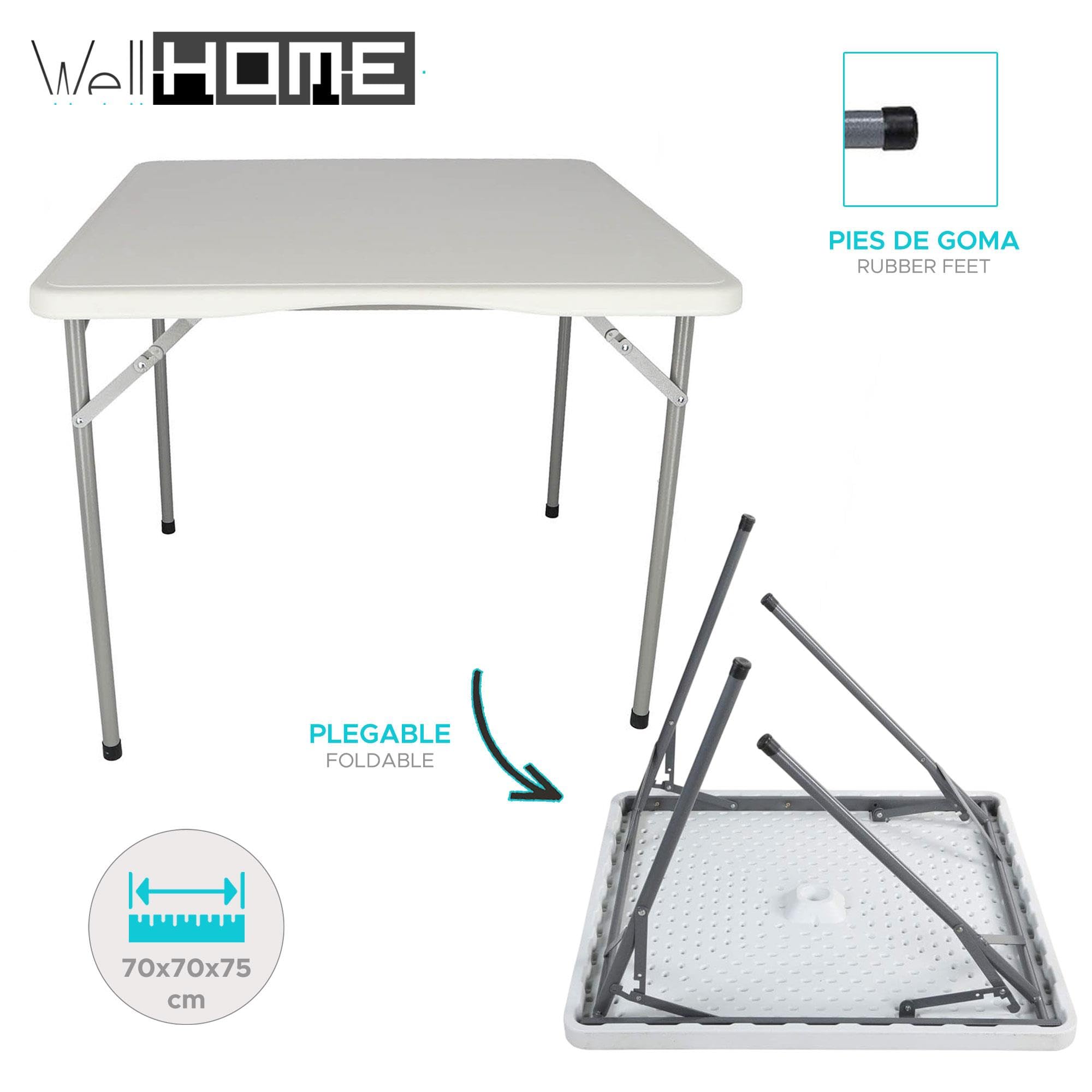 Well Home Table Pliante foramto carrée en polyéthylène 70 x 70 x 75 cm