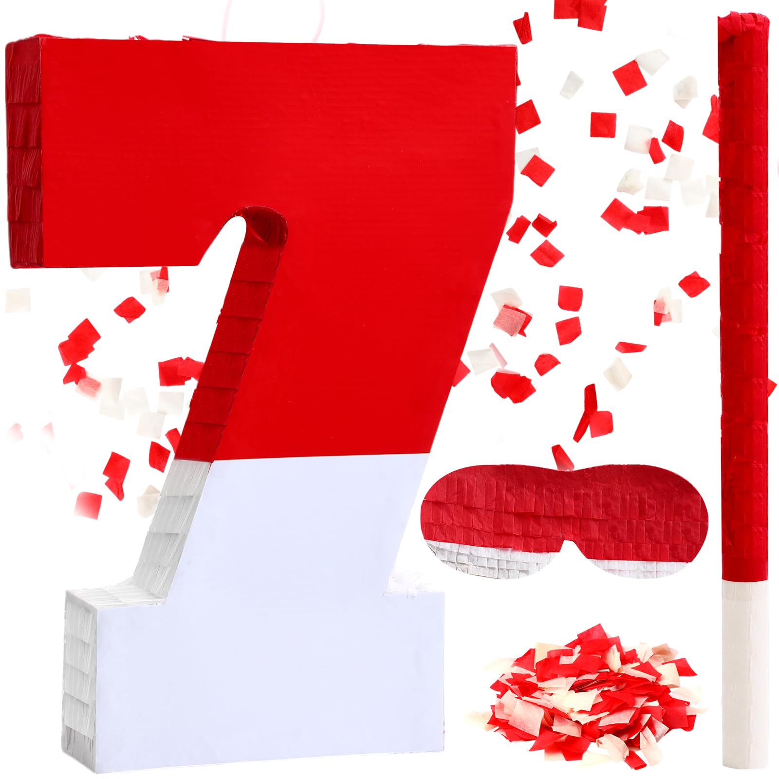 Amazon.com: Poen Red and White Number 7 Piñata Set for Birthday