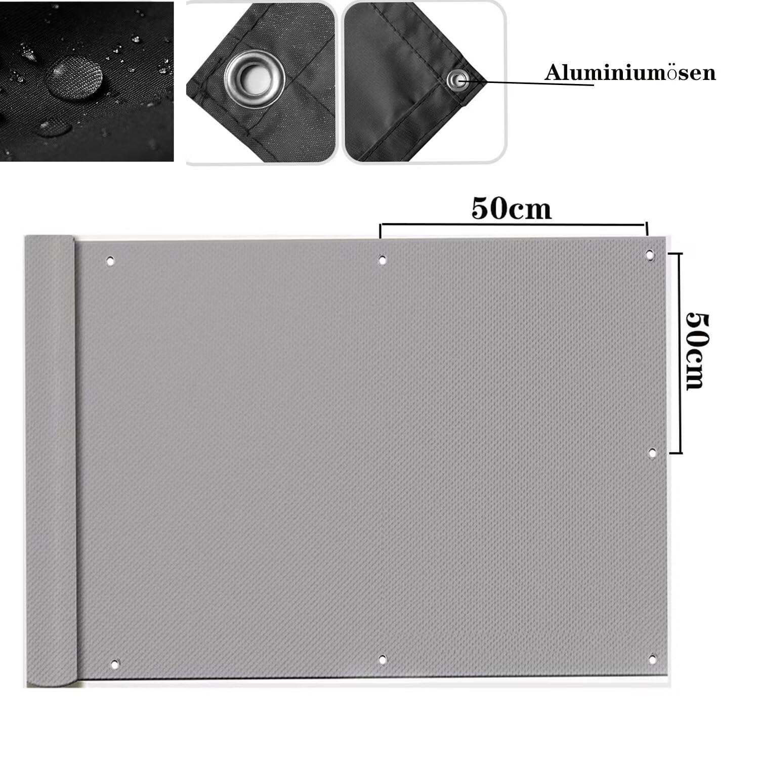 Sonnensegel Rechteckig Mit Ösen Wasserdicht SunSail Sonnensegel Sonnenschutz Windschutz Winterfest Segeltuch für Garten Terrasse Balkon Sonnenschutz glasdach 2x5M Anthrazit