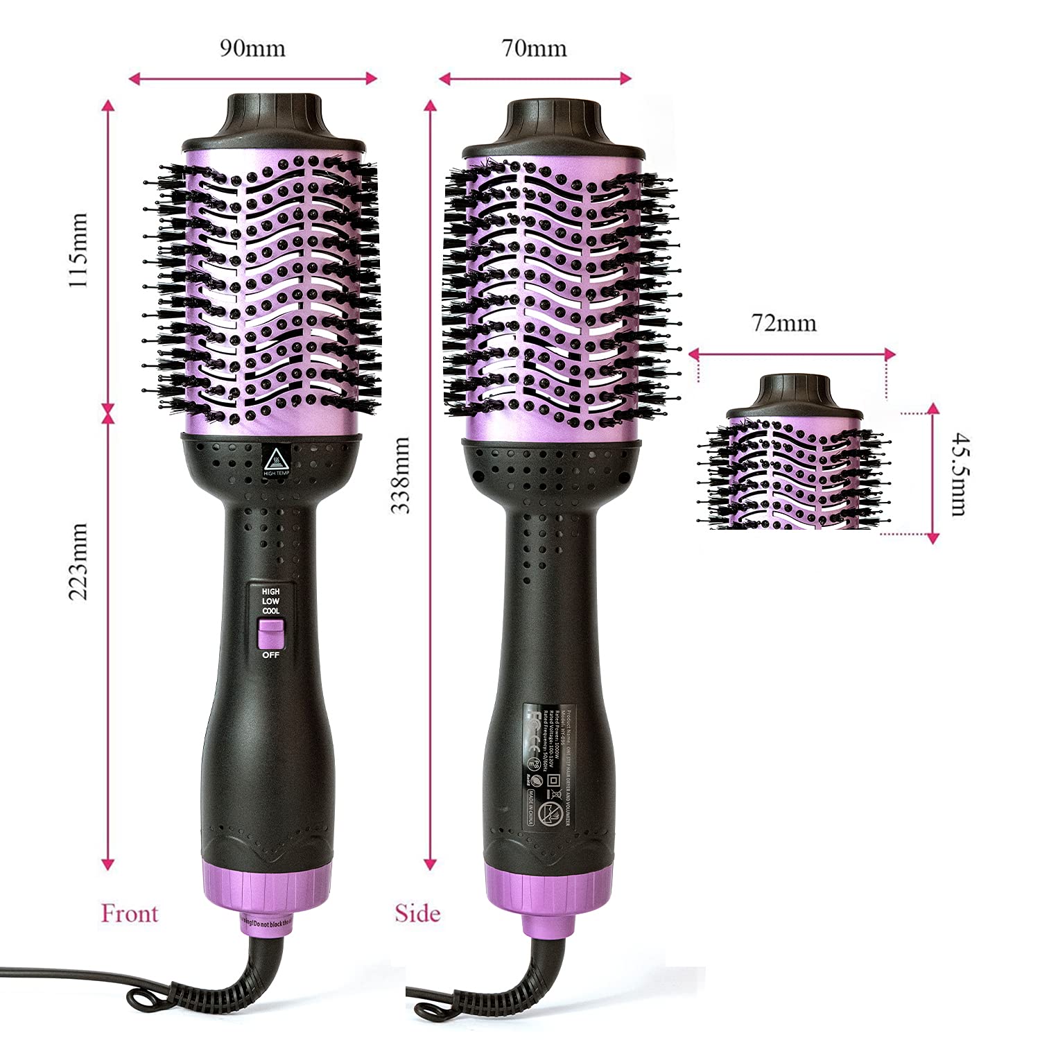 Unknown Hot-Air Brush, Hair Dryer & Volumizer, Negative Ionic Hair Styler Dryer Brush, Achieve Salon Styling at Home, 1000W, Purple… : Beauty & Personal Care