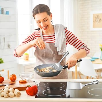 Naapesi 2 Piece Stainless Steel Spatula Set Slotted Turner Flat & Grill Spatula Dishwasher Safe Perfect for Pancakes Eggs Meat