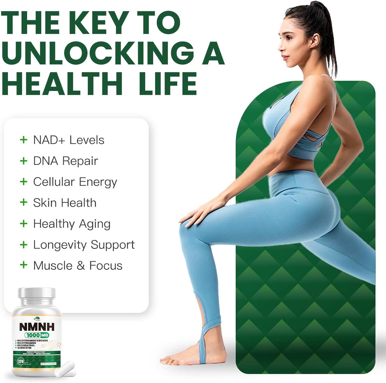 NMNH(Dihydronicotinamide Mononucleotide),NMNH Supplement 1000mg Pure Nicotinamide Mononucleotide,NAD High Purity Supplement Alternative,for Energy,Focus,Non-GMO, Gluten Free,120 Capsules - Image 6