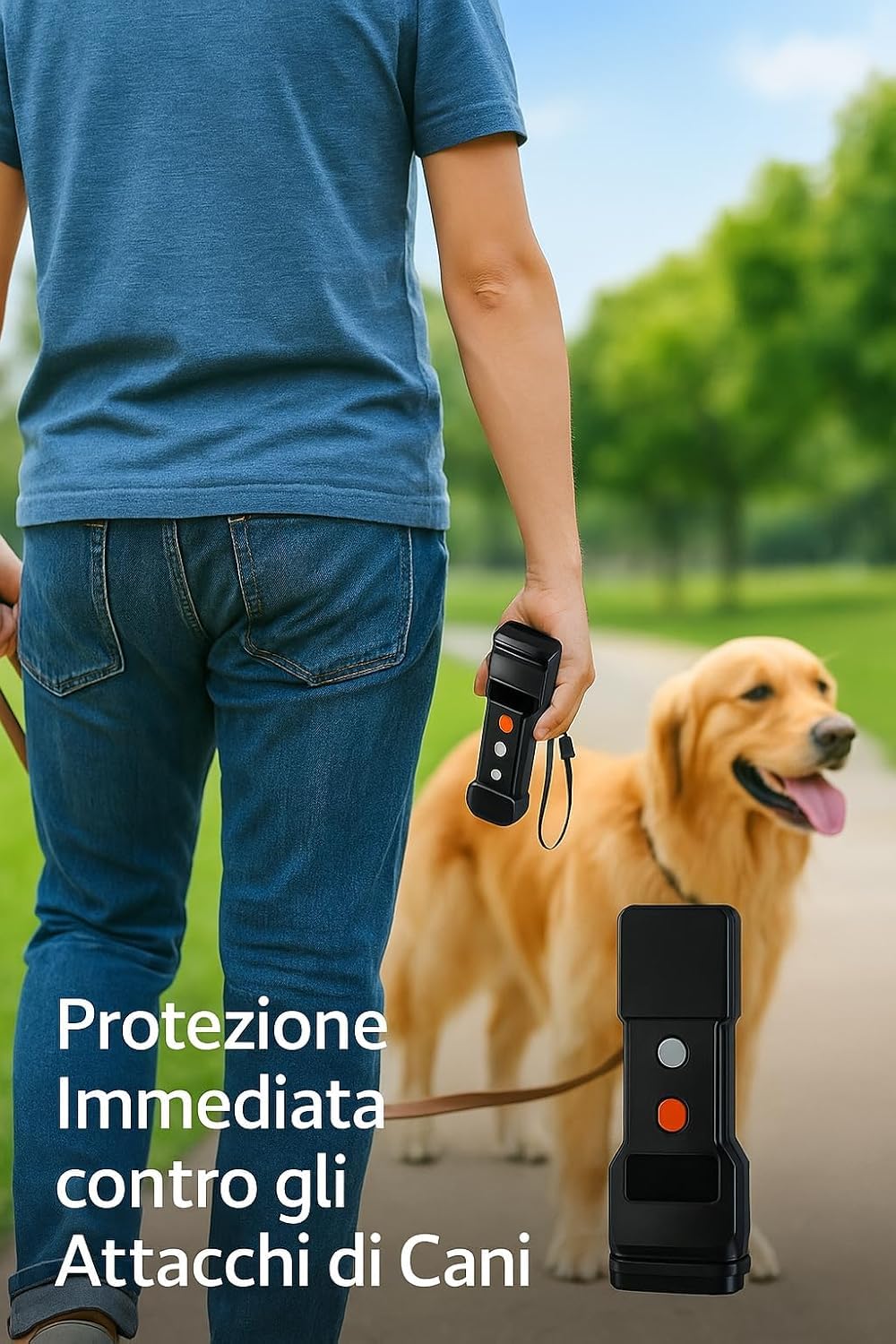 Power Dog - Répulsif pour chiens agressifs à ultrasons - Avec LED Flash, sûr, portable et non nocif pour les animaux - Protection et outil de dressage - Portée 20 m (Dog)
