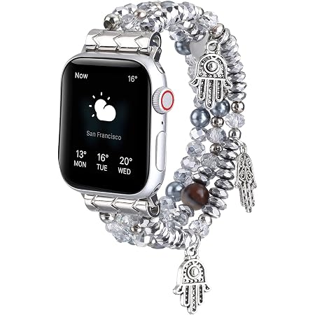 Amazon.com: Tomazon correa para relojes Apple, moderno brazalete con  imitación de piedras naturales y perlas, elastizado, hecho a mano, correa  de repuesto de iWatch para mujeres y niñas para todas las versiones