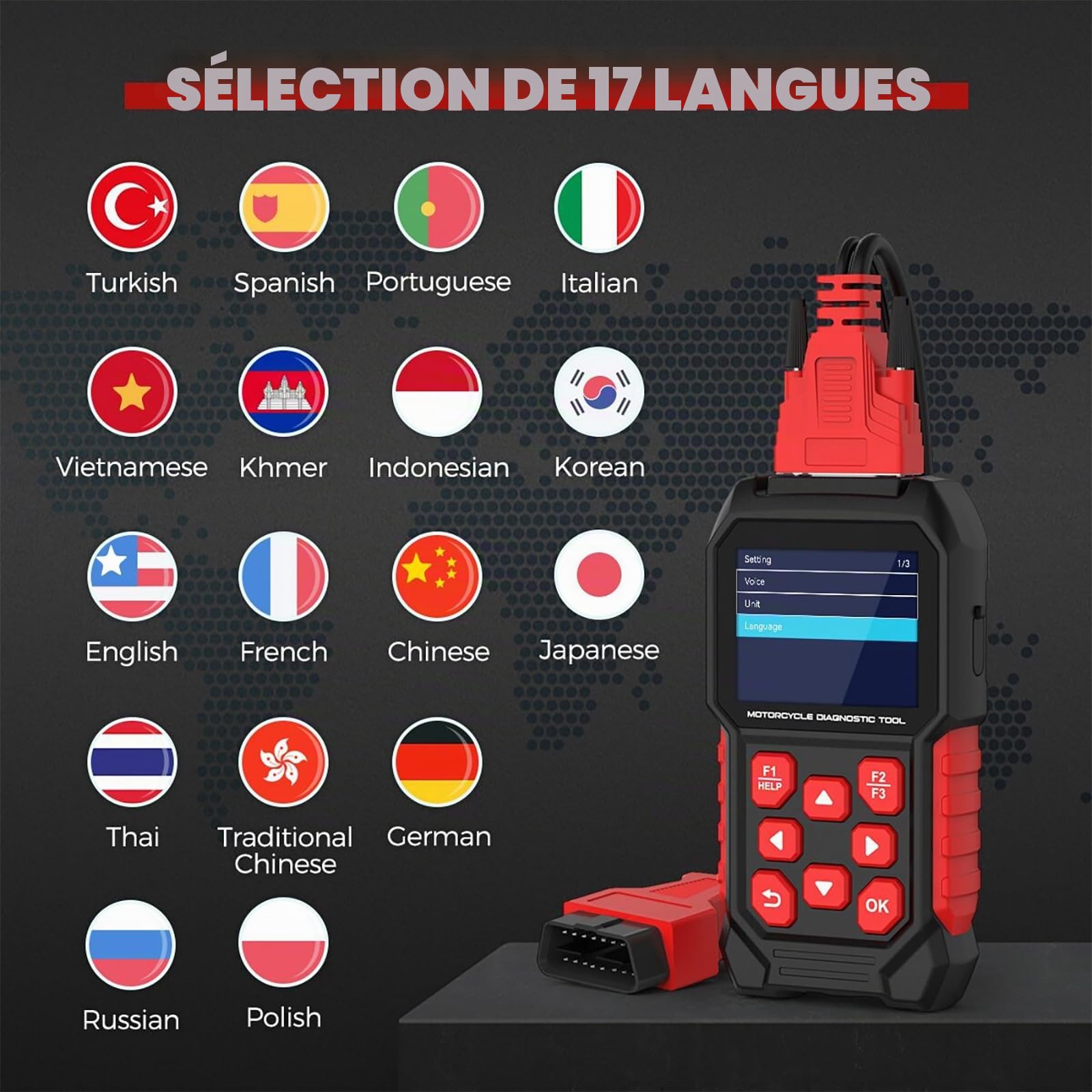 M4 Outil de diagnostic pour moto Ducati 3P/4P, réinitialisation Desmo & huile, réinitialisation TPS, activation/désactivation ABS & DQS, régulateur CO, réinitialisation annuelle