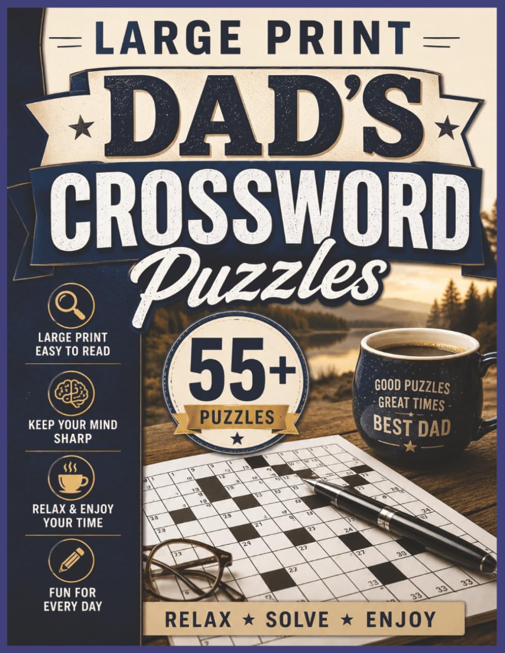 Large Print Dad's Crossword Puzzles 55+ puzzles