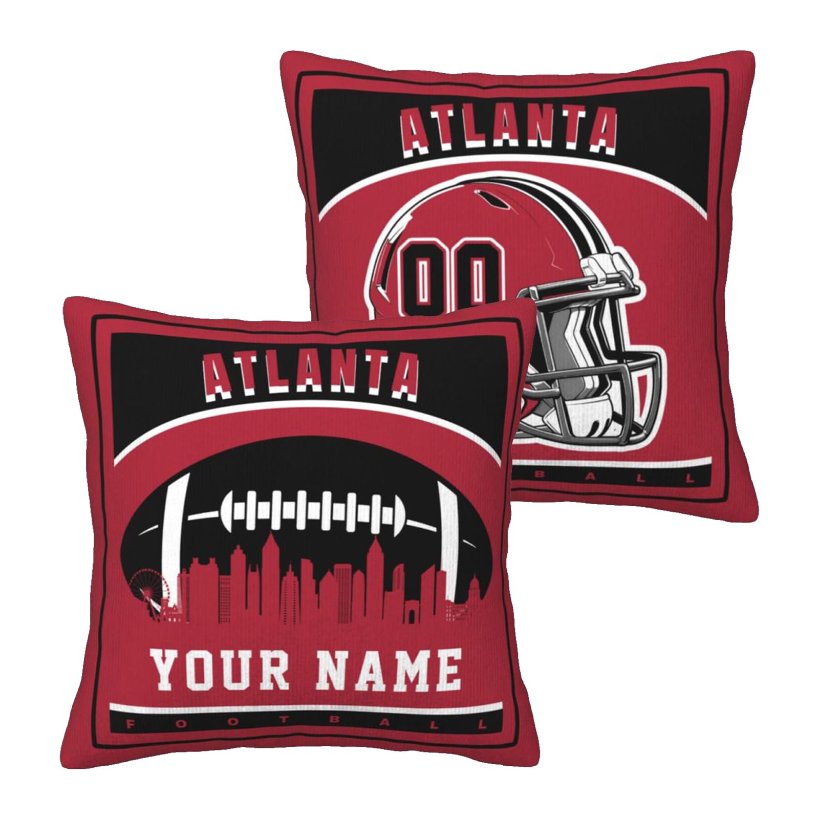 Custom Atlanta Pillow Case Personalized Name and Number Throw Pillowcase Customized Football Pillow Cover for Men Women Youth Fans