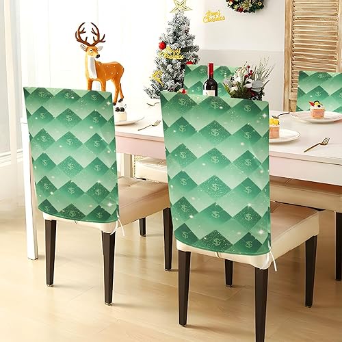 Miniatura 3 de Dark Green Dollar Dorm Desk Chair Cover Anti-Dust for Dining Room Set of 2 decoración Cover for Chairs Dining Room protectores de sillas para comedor