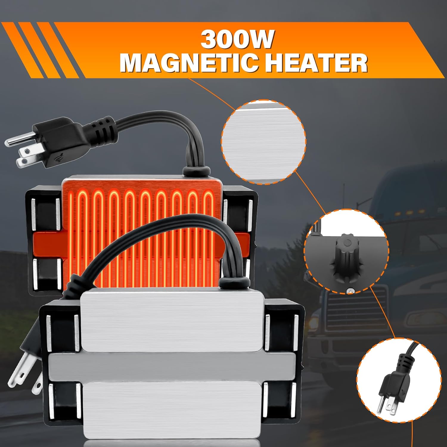 120V 300W Portable Magnetic Engine Block Heater for Transmissions Oil Pans and Small Engines-Rated at 120 Volts 300 Watt