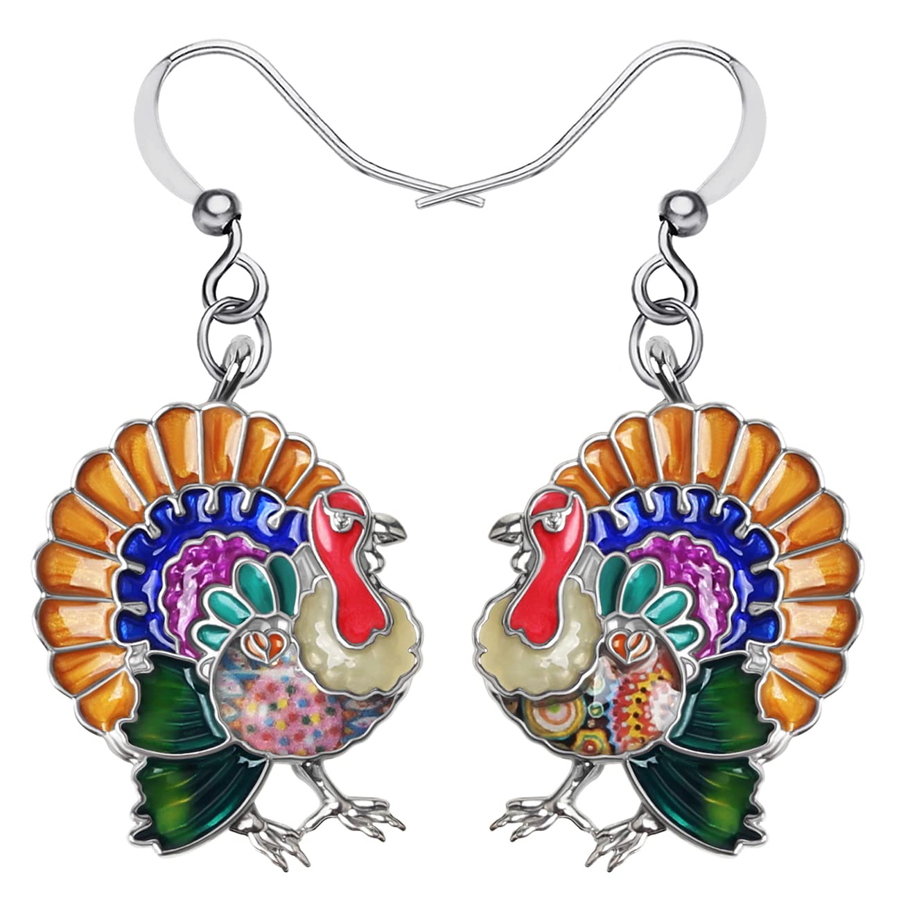 Pendientes de pollo de pavo de Acción de Gracias esmalte sin gemas 8