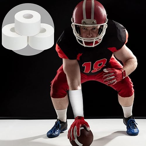 Miniatura 7 de Hoolerry 12 rollos de cinta deportiva atlética de 130 yardas, muy fuerte, fácil de rasgar, sin residuos pegajosos, cinta adhesiva para dedos,