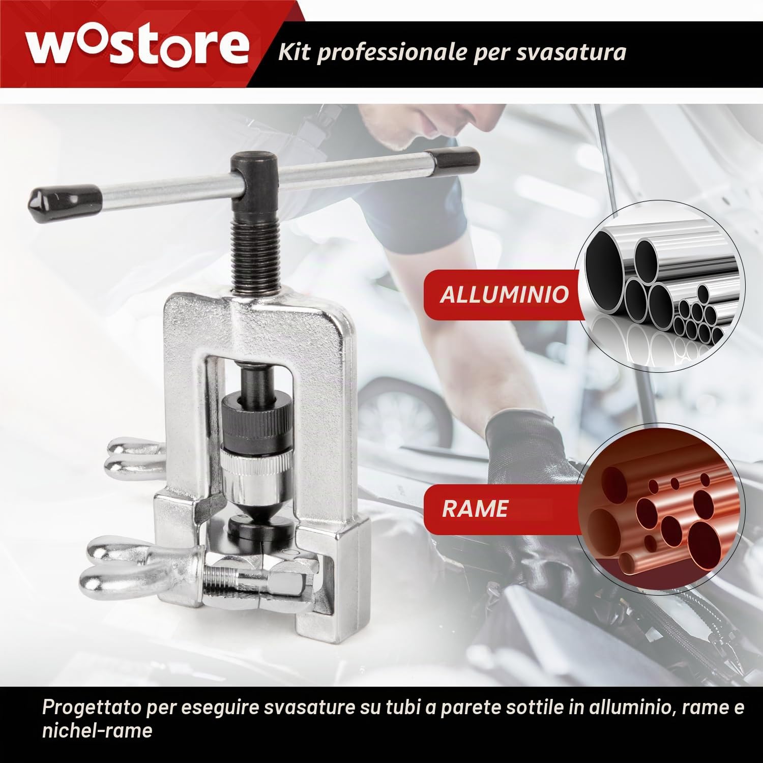 Wostore Kit svasatura tubo freno svasature singole doppie SAE bolla ISO taglierina tubi alesatore 3/16-5/8" 7 misure