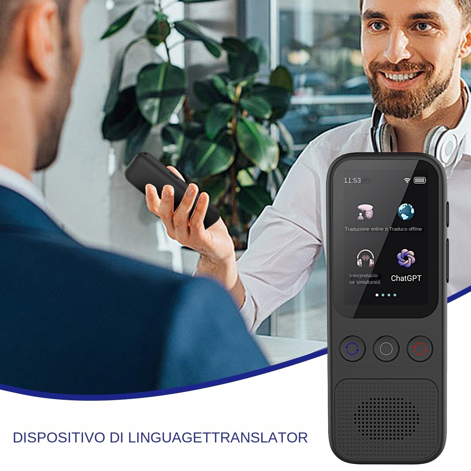 Traduttore Simultaneo Vocale, Traduttore Vocale Istantaneo Multilingue, Dispositivo Di Traduzione Da 138 Lingue, Dispositivo Di Traduzione Senza WiFi, 138 Lingue E Accenti, Ricaricabile