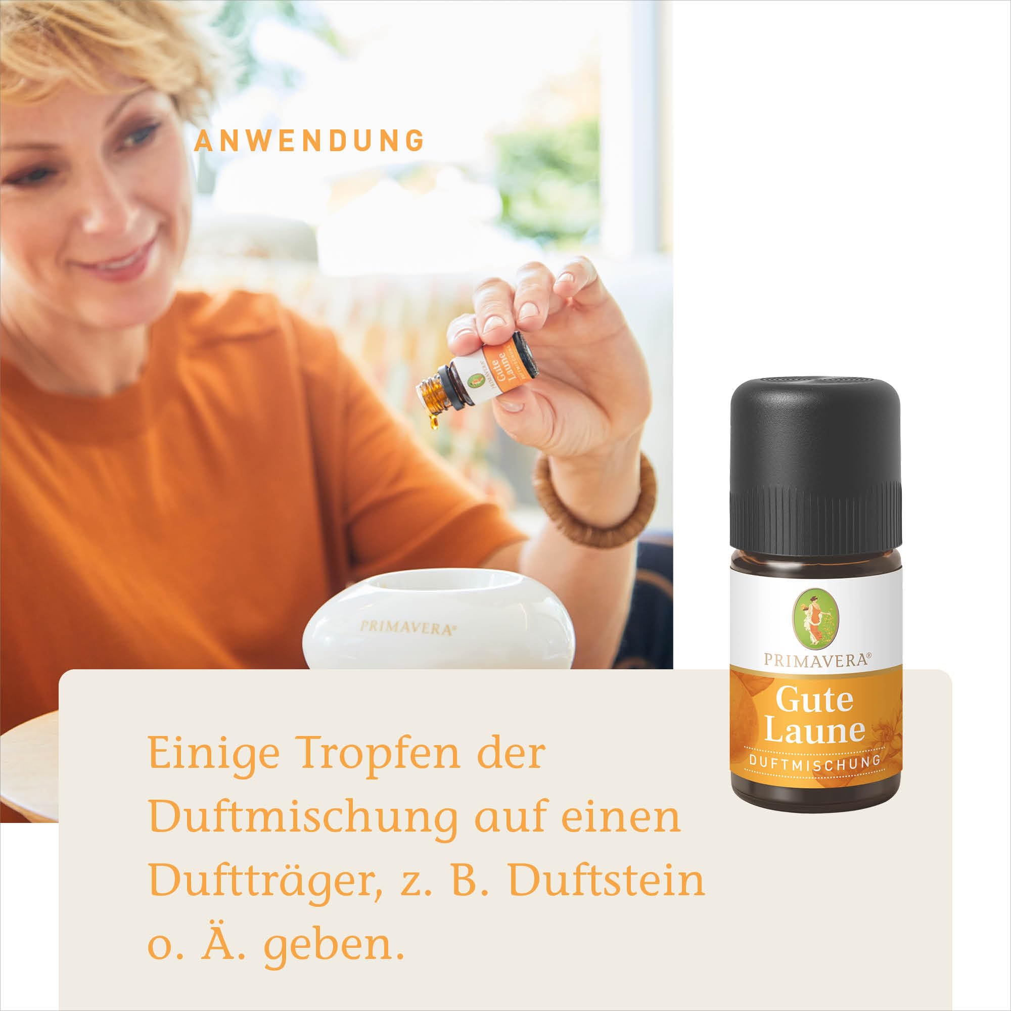 PRIMAVERA Duftmischung Gute Laune 6 x 5 ml - Orange, Limette und Zitrone - Aromaöl, Duftöl, ätherisches Öl Aromatherapie - motivierend - vegan