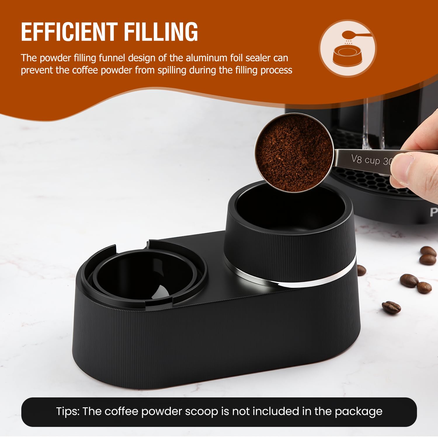 Kit de recarga de cápsulas de café reutilizables para cápsulas Vertuo con tapas de sellado de papel de aluminio (1 herramienta de kit de recarga + 52 láminas)