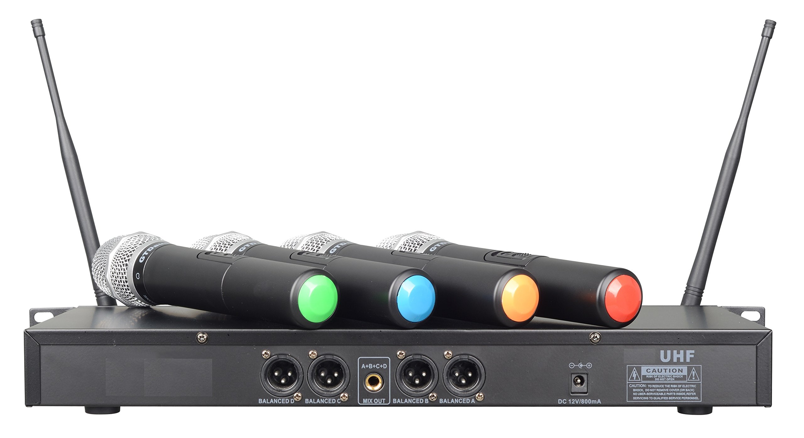 GTD Audio UHF Wireless Microphone System with 4 Hand held mics 504H