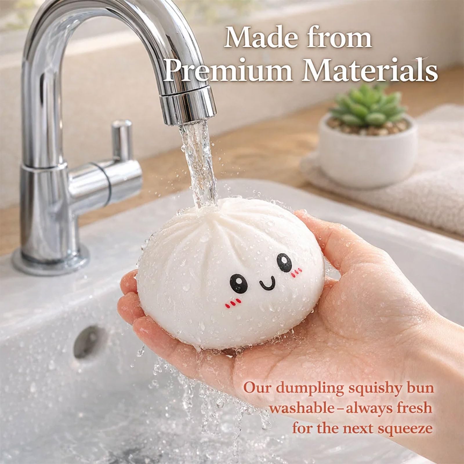 Dumpling Squishy, Squishy Dumpling Toy, Glitter Dumplings Squishiest Toy with Steamer Box, Stress & Anxiety Relief Toys for Kids & Adults Non-Edible (White) — view 6