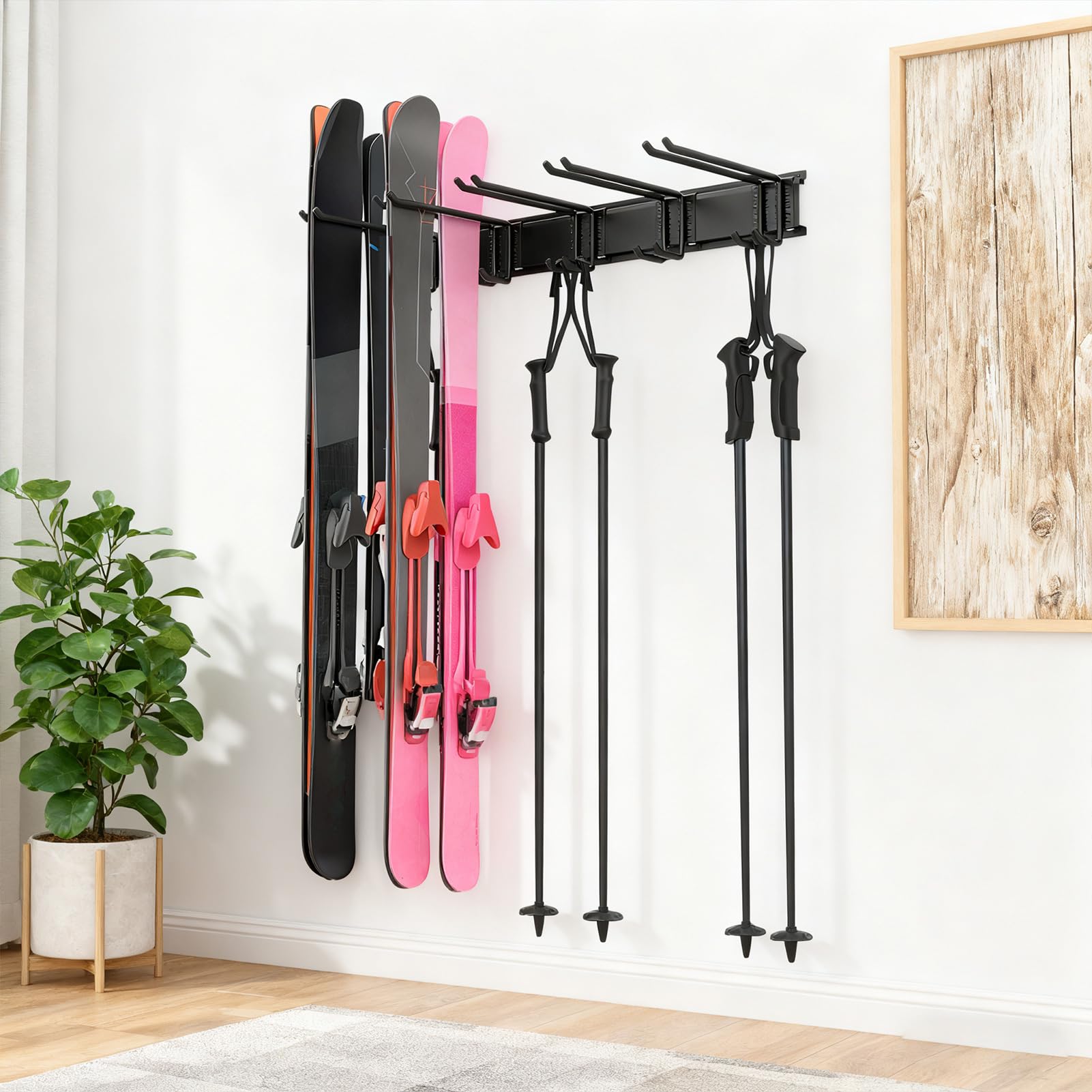 na narty do garażu, antypoślizgowy organizer na | deskorolkę, montowany na ścianie system przechowywania | do wewnątrz i na zewnątrz, szopa, akcesoria sportowe, rozwiązan