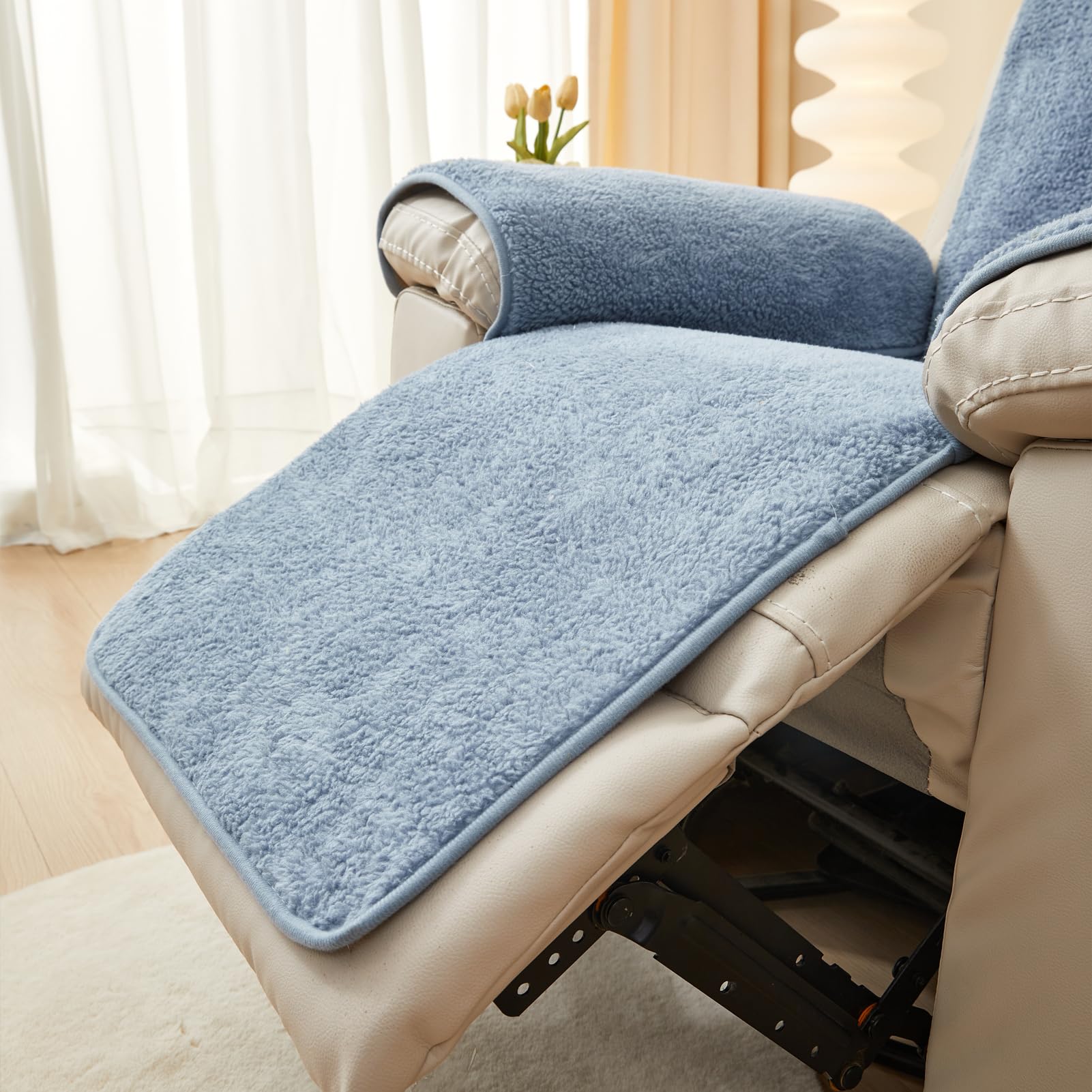Copridivano Salvadivano Sherpa 1 Posto, Copripoltrona Relax Reclinabile, Telo Copridivano Fodere per Poltrona Lavabile, Copripoltrona AntiGraffio Gatto (Blu,76 * 231cm)