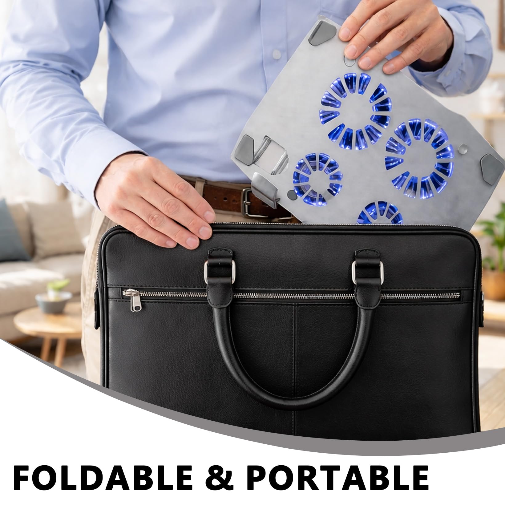 Laptop Ständer mit Kühlventilatoren, Tablet-Kühler mit Halterung Ausgestattet 4 Lüfter, Höhenverstellbar, Faltbar Aluminium Laptop Kühler für Mobiltelefone, Tablets und kleine Laptops, 8KG Tragkraft
