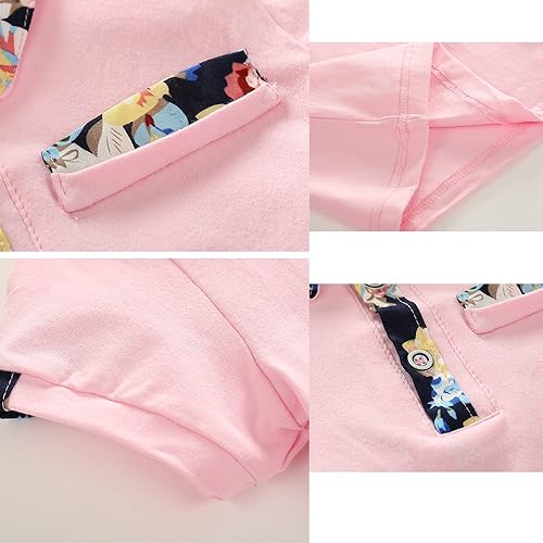 Miniatura 6 de Kimocat Conjunto de ropa casual de verano con estampado floral de manga corta y pantalones cortos para niños
