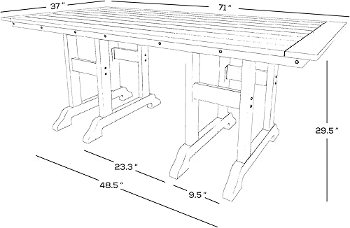 Miniatura 7 de WestinTrends Dylan Adirondack - Juego de 6 mesas y sillas de comedor para exteriores para todo tipo de clima, mesa y sillas de patio de madera de