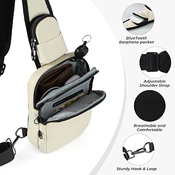 Anti-Theft Crossbody Sling Bag, RFID Blocking, Zipper Lock, Small