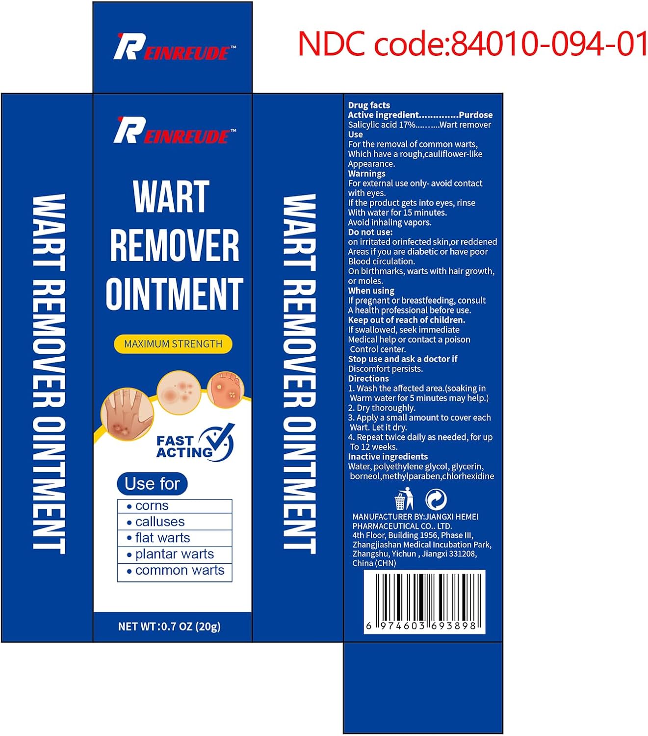 Wart Remover Ointment,Skin Tag Remover,17% Salicylic Acid,Quick Removal,Rapid-Acting,wart Remover Freeze Off for Common Warts,Corns and calluses,20g(NDC Code：84010-094-01) - Image 6
