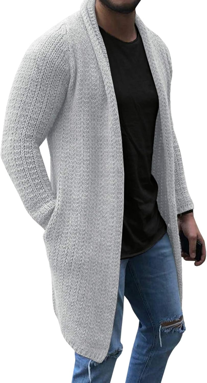 Mens Cardigan Sweaters Long Sleeve Knit 