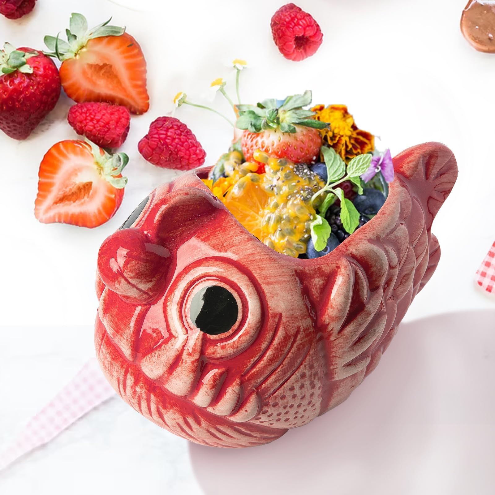 tiki Mugs Fish Tazas de cerámica hawaiano cóctel diseño creativo 697.4 g/700ml Tiki vasos - Juego de 2