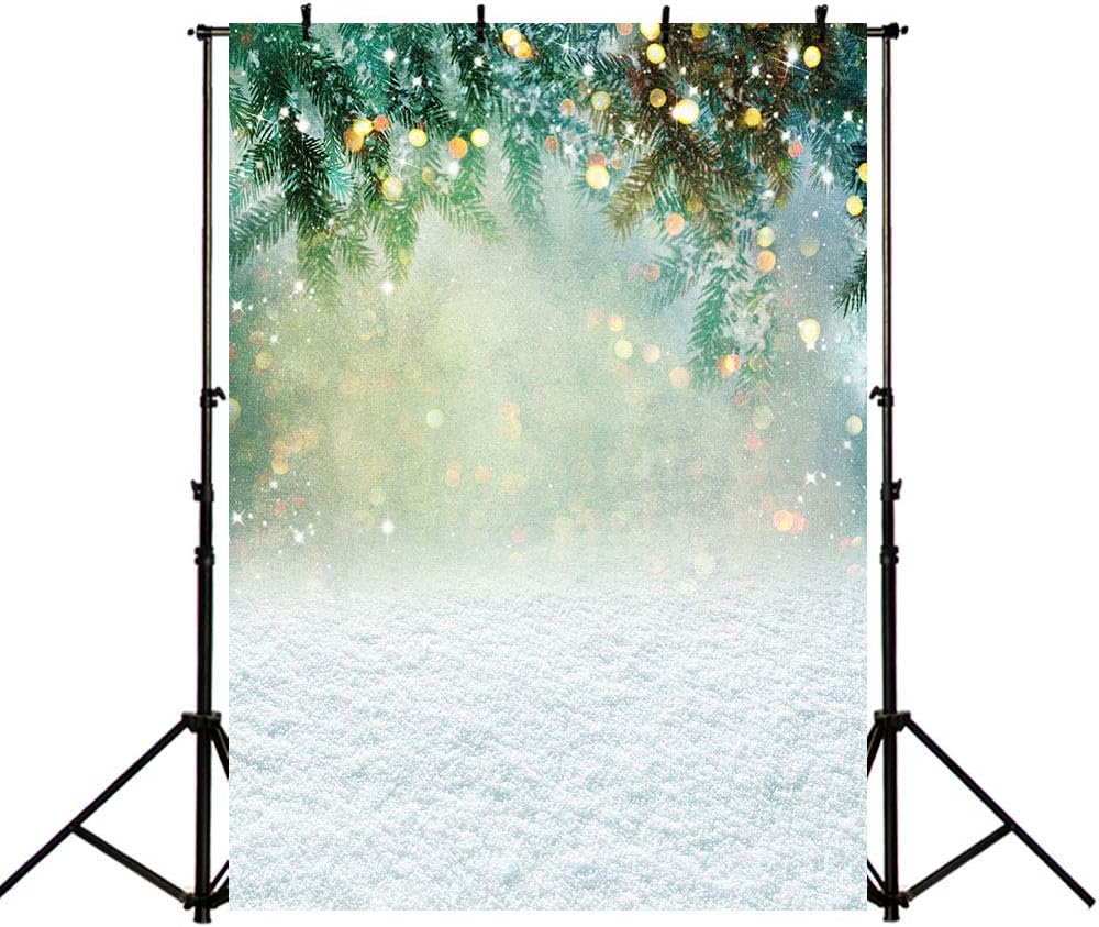 MEHOFOTO 5x7ft White Snow Photo Studio Background Winter Christmas Snowflake Landscape Green Leaves Bokeh Photography Backdrops Props - Image 5
