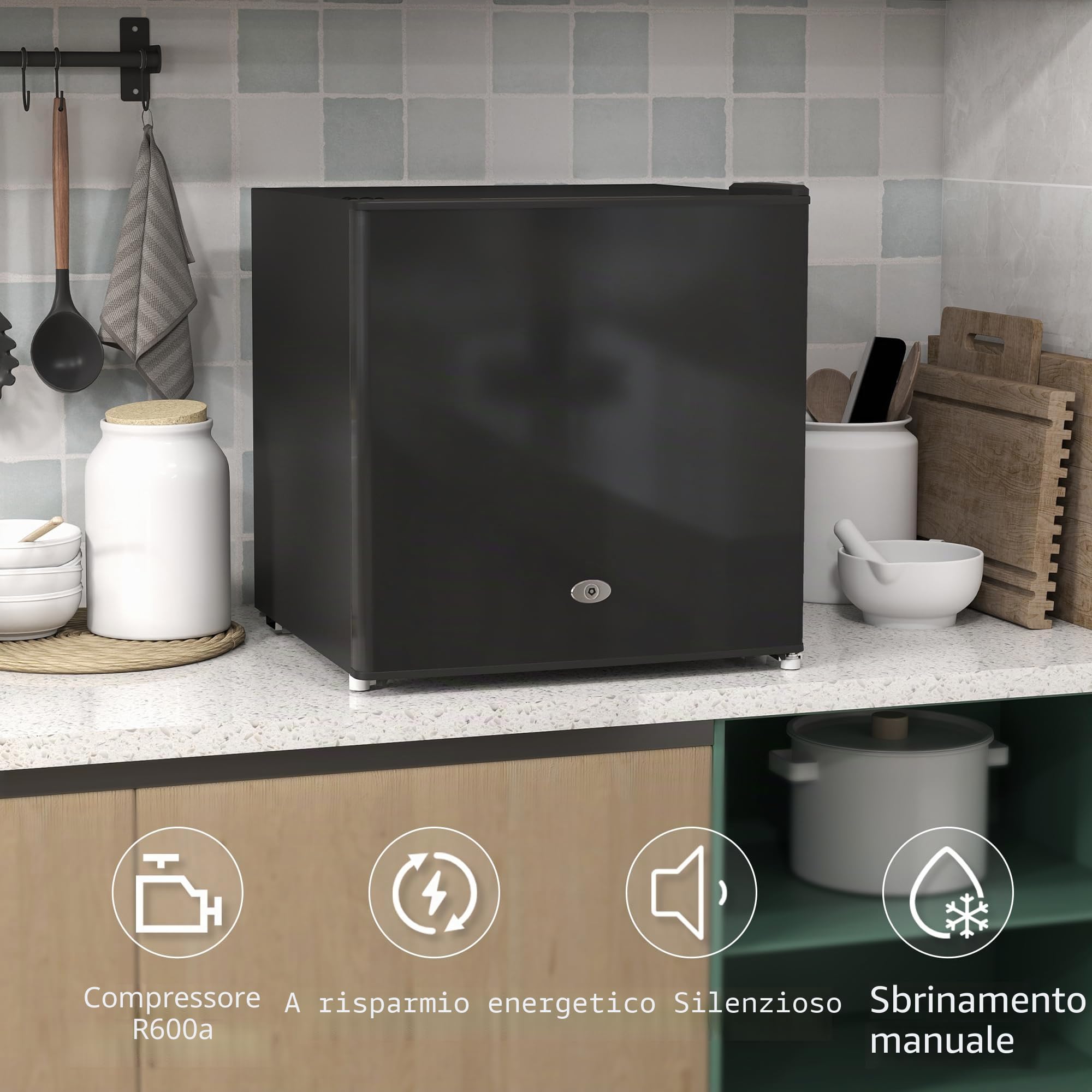HOMCOM Mini Congelatore 35L 45W 41dB 47x44,2x48,8 cm Nero