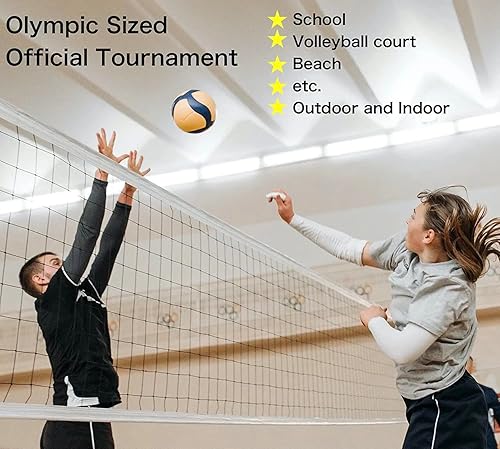 Miniatura 6 de Red oficial de voleibol de tamaño torneo para exteriores con 2 cables de acero para aviones en la parte superior e inferior, borde de cuatro