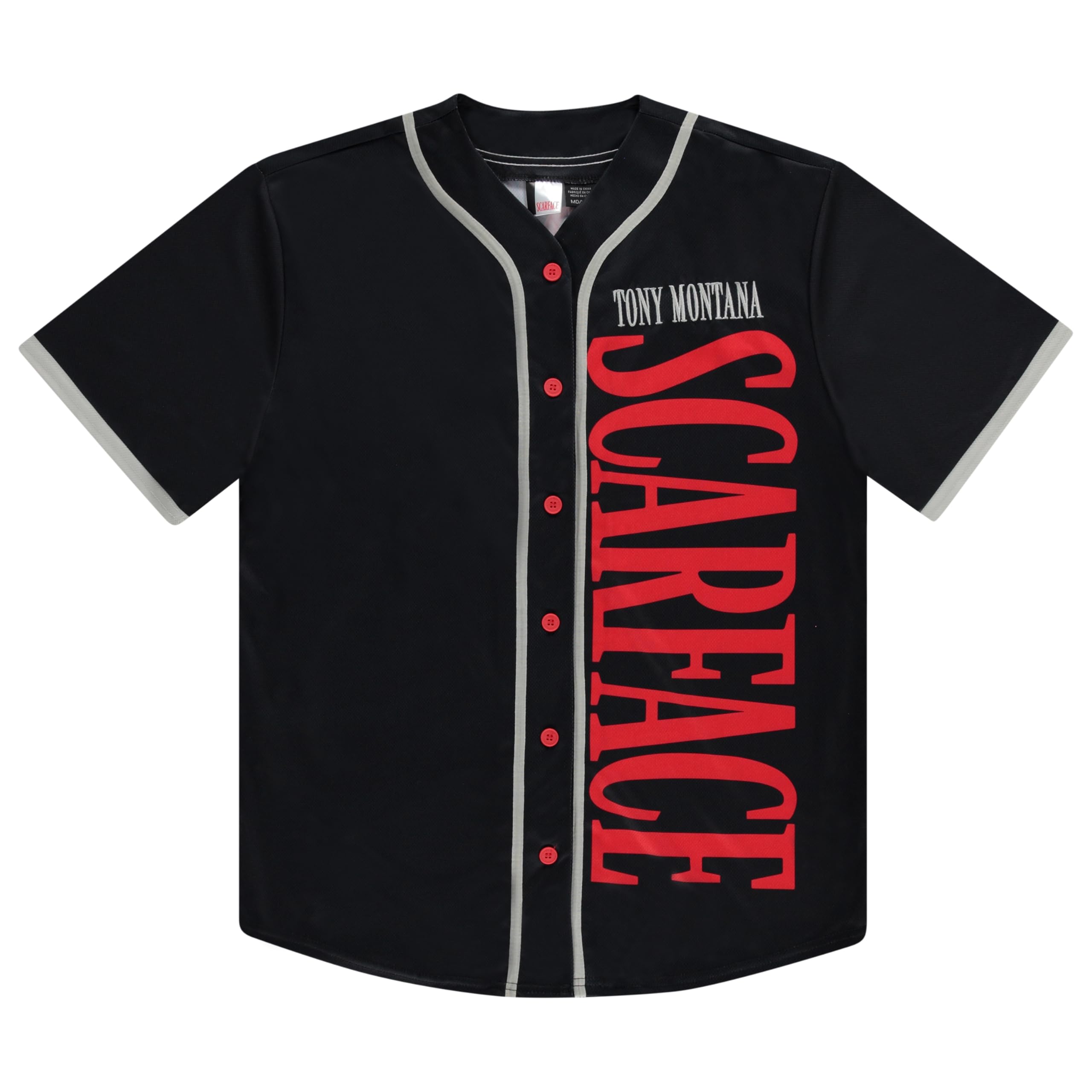 Scarface Tony Montana Herren-Trikot, Netzstoff, Button-Down-Baseballtrikot, Retro-Stil, modisches Oberteil