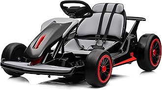 24V Go Kart for Kids 6-12 Year Old,Child Electric Drift Go-Kart with Music Mode,Electric Drifting Go Cart with Powerful Motor for 6+ Years Kid,2 Speed Available,Max Load 110 LBS (Black-1)