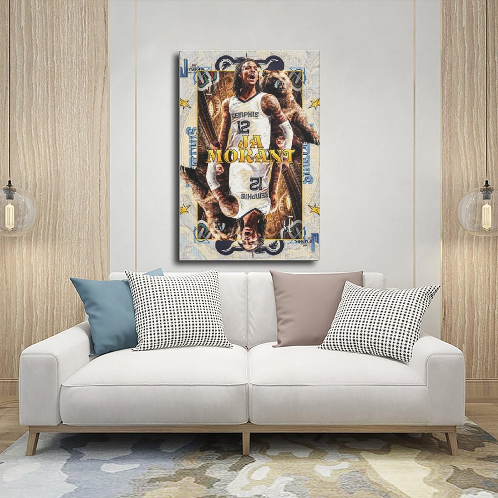 Ja Morant - Póster De Lona De Baloncesto Para Decoración De Pared, Impresión Artística Para Oficina, Sala De Estar, Dormitorios, Hogares, Regalos Para Novio Y Hombre, 16 X 24 Pulgadas (40 X